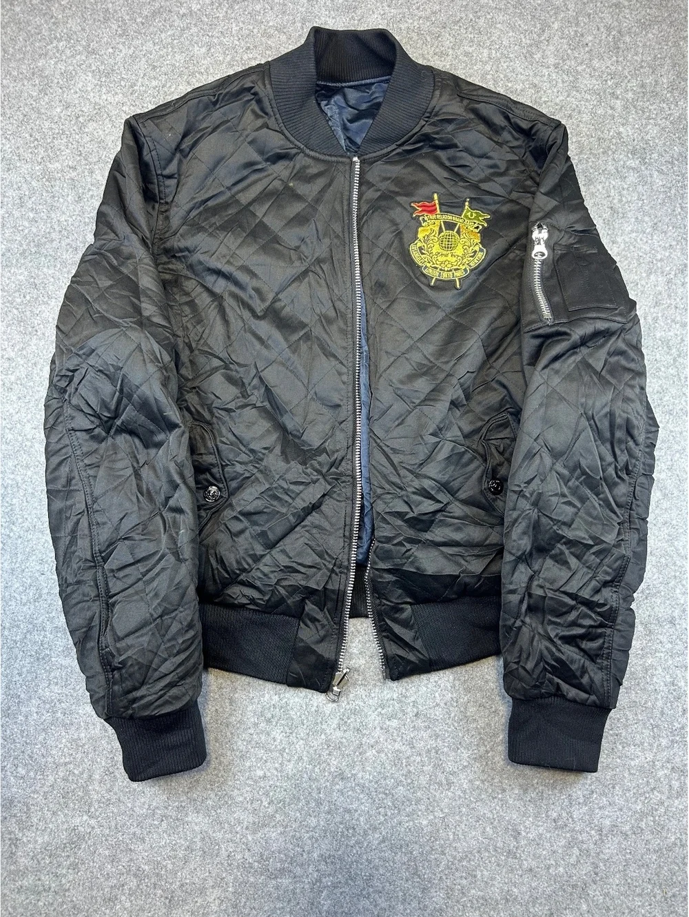 True Religion Bomber Jacket Men M Quilted Reversible Streetwear Buddha Logo TR